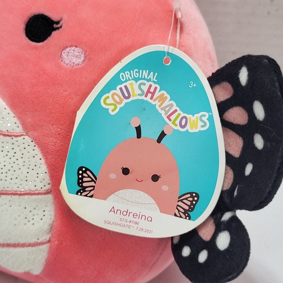 Andreina Pink Butterfly Black Wings 8" Squishmallow Stuffed Plush Toy 2022 w Tag - Picture 4 of 9